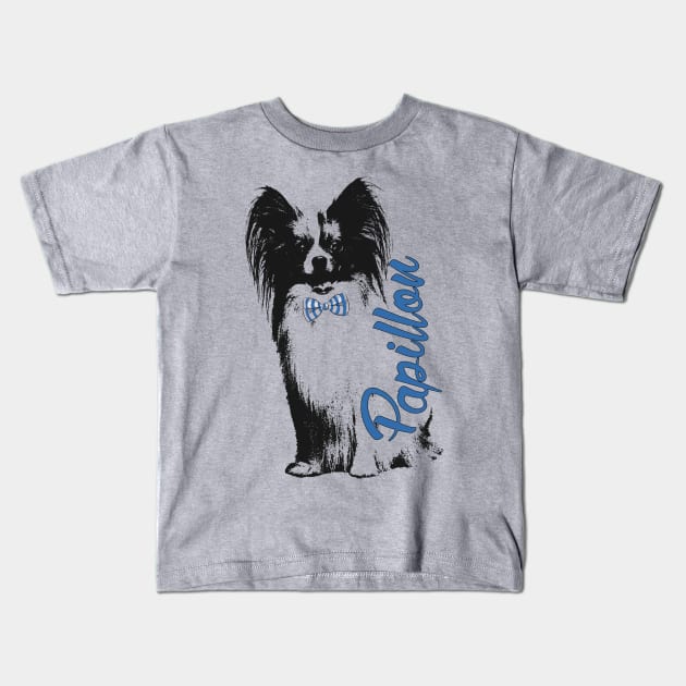 Papillon -Continental Toy Spaniel Kids T-Shirt by Nartissima